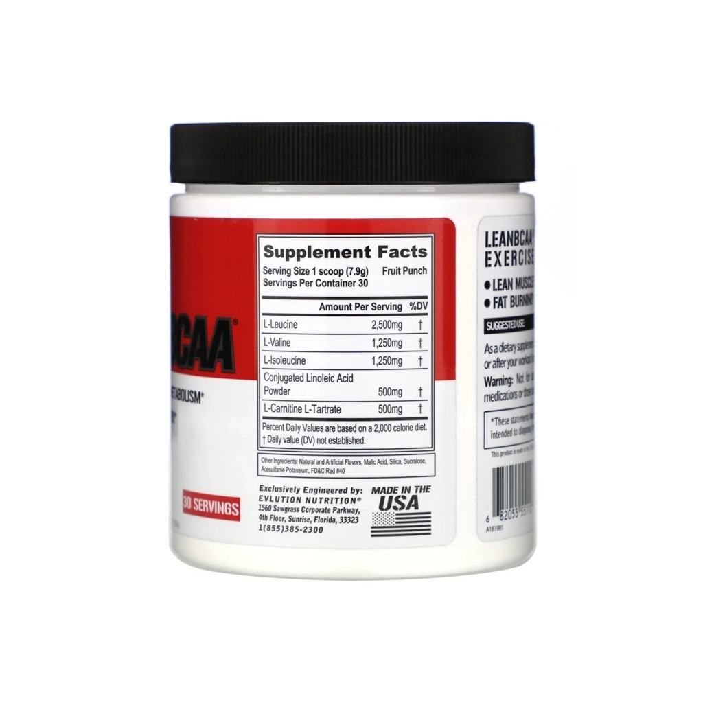 Аминокислоты BCAA EVL Nutrition BCAA (фруктовый пунш) – 237 грамм 2 Амінокислоти EVL Nutrition BCAA (BCAA + Carnitine + CLA), 237 г — зображення товару