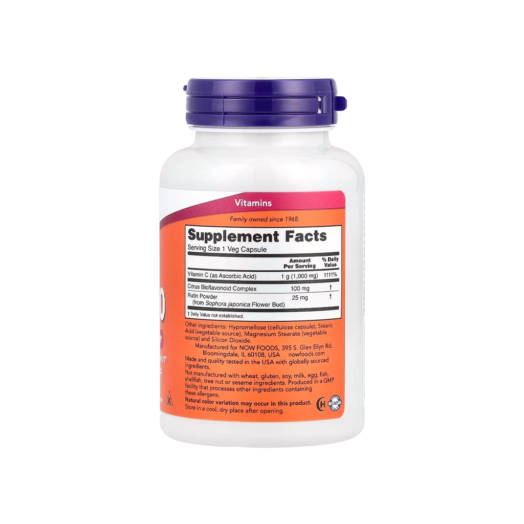 Витамин С, 1000 мг, NOW, C-1000 – 100 капсул 2 NOW C-1000, 1000 мг — 100 веганських капсул, флакон