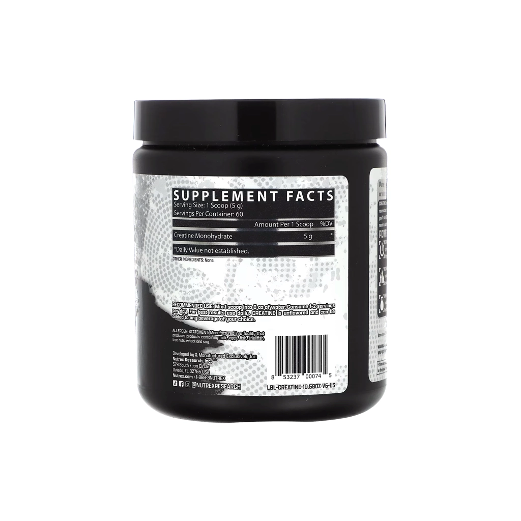 Креатин моногідрат, Nutrex Research, Creatine Monohydrate - 300 грам 2 Nutrex Research Creatine — етикетка та склад