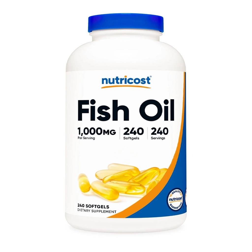 Омега-3 Nutricost Fish Oil 1000 мг 240 капсул риб'ячий жир для серця та суглобів