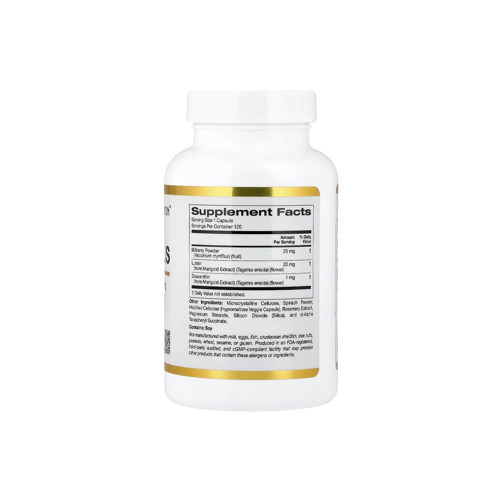Лютеин с порошком черники и зеаксантином, California Gold Nutrition, Lutein Plus with Bilberry Powder and Zeaxanthin – 120 капсул California Gold Nutrition Lutein Plus — лютеїн, чорниця, зеаксантин для очей, 120 капсул
