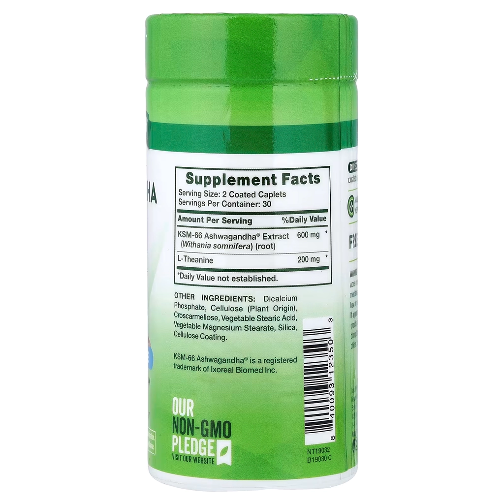Ашваганда з L-теаніном, Nature's Truth, Ashwagandha KSM-66 plus L-theanine 600 мг - 60 капсул 2 Нейчерз Трут ашваганда склад KSM-66 600 мг теанін 200 мг