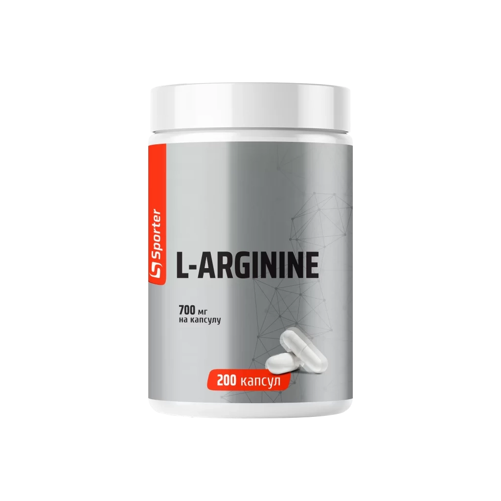 Аргинин, Sporter, L-Arginine 700 мг – 200 капс 1 Sporter L-Arginine 700 мг — 200 капсул амінокислота аргінін