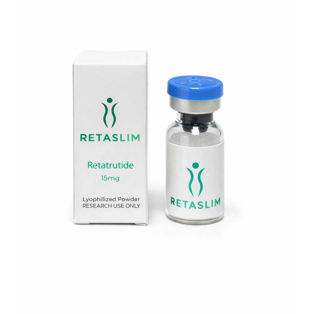 Retatrutide Retaslim – тройной инкретиновый пептид, 15 мг (Research Use Only) Retatrutide Retaslim 15 мг ліофілізований порошок у флаконі