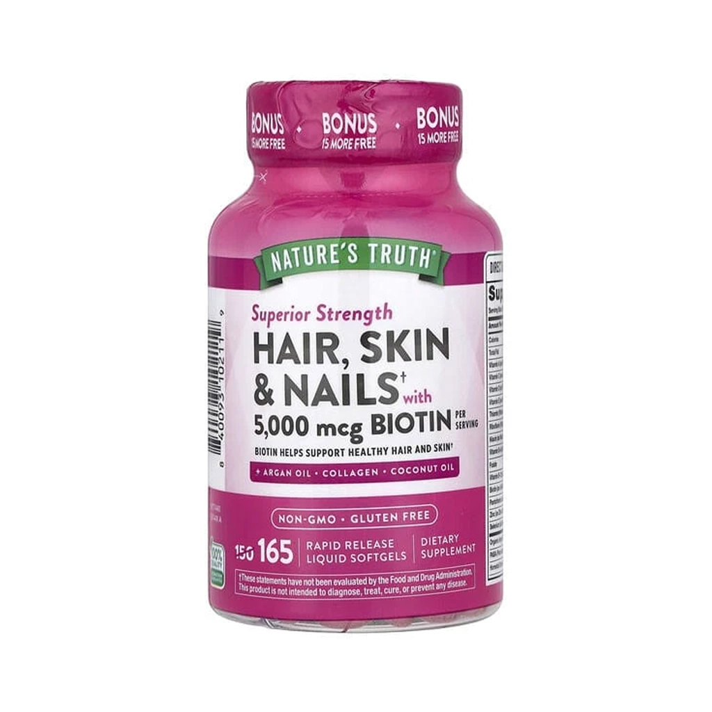 Витамины для волос, кожи, ногтей с биотином, Nature's Truth Hair Skin Nails - 165 капсул 1 Вітаміни для волосся шкіри та нігтів з біотином Nature's Truth Hair Skin Nails 165 капсул