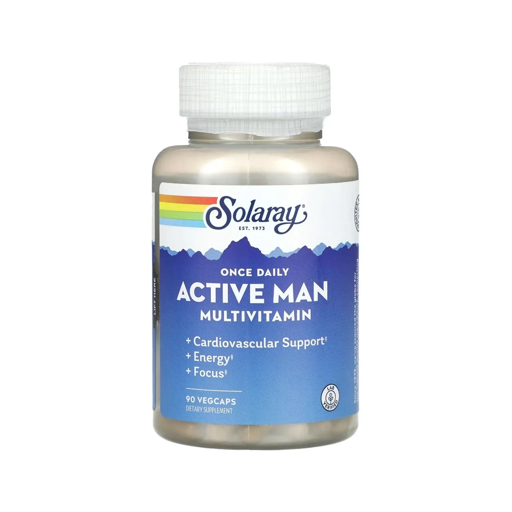 Мультивитаминный комплекс для мужчин, Solaray Once Daily Active Man – 90 капсул Solaray Once Daily Active Man мультивітамінний комплекс 90 капсул