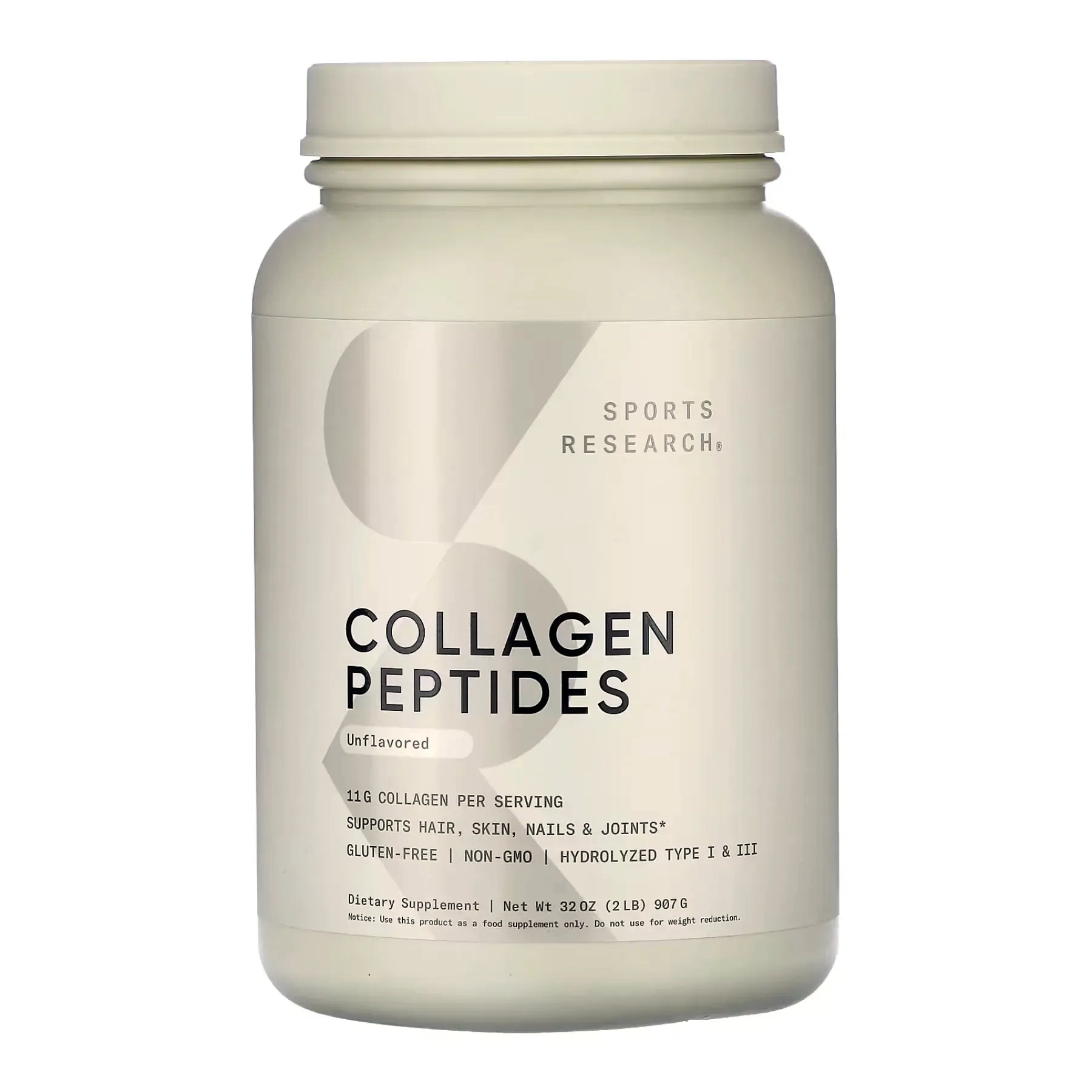 Коллаген, коллагеновые пептиды, Sports Research Collagen Peptides (безвкусно) 2 Sports Research Collagen Peptides 907 г — велика економна упаковка колагену