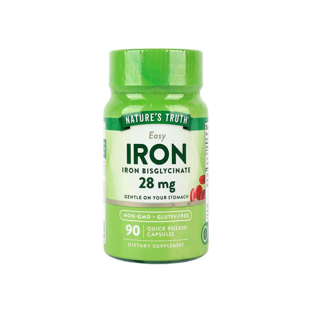 Железо бисглицинат, Nature's Truth Iron Bisglycinate 28 mg - 90 капсул 1 Nature's Truth Iron Bisglycinate 28 mg 90 капсул хелатне залізо