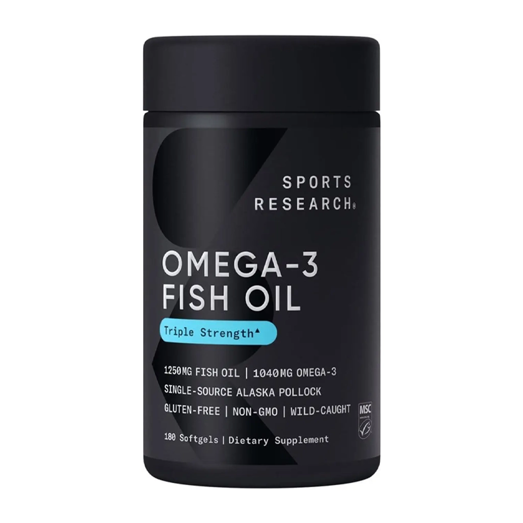 Омега-3, рыбий жир, Sports Research Omega-3 Fish Oil Alaska 1250mg 1 Sports Research Omega-3 Fish Oil Alaska 1250mg риб'ячий жир потрійної концентрації 180 софтгелів