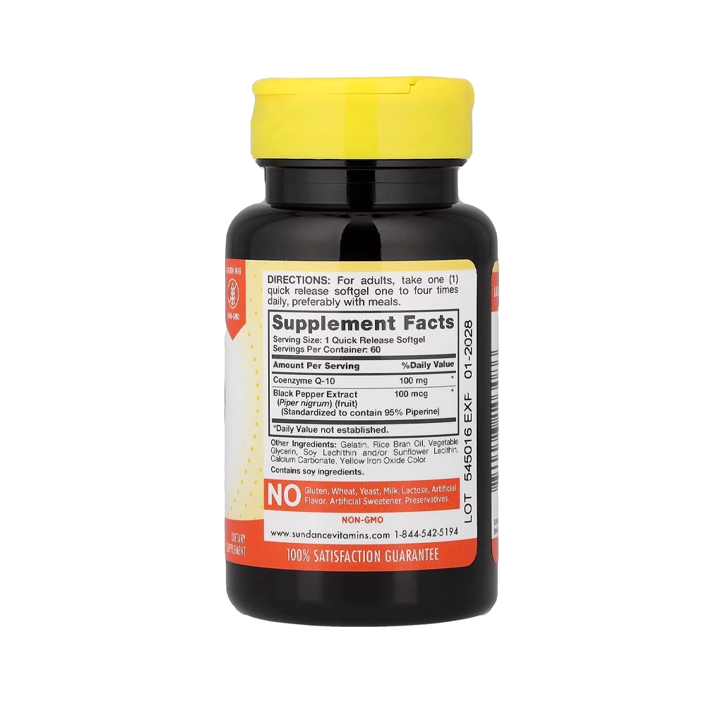 Коэнзим Q10, Sundance Vitamins Absorbable CoQ10 100mg - 60 софтгелей 2 Sundance Vitamins CoQ10 100 mg 60 софтгелів