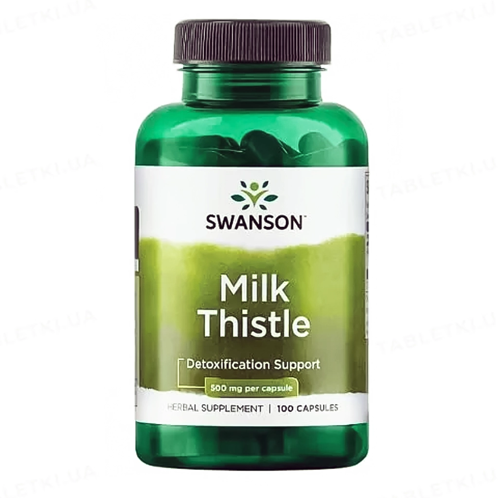 Swanson Milk Thistle 500 мг 100 капсул розторопша для печінки банка