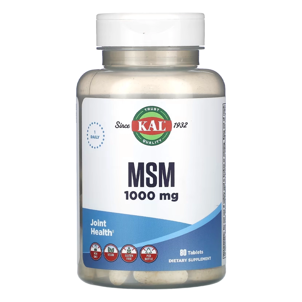 Метилсульфонілметан, МСМ, органічна сірка, KAL MSM 1000 mg - 80 tabs 1 KAL MSM метилсульфонілметан органічна сірка 1000 mg 80 таблеток