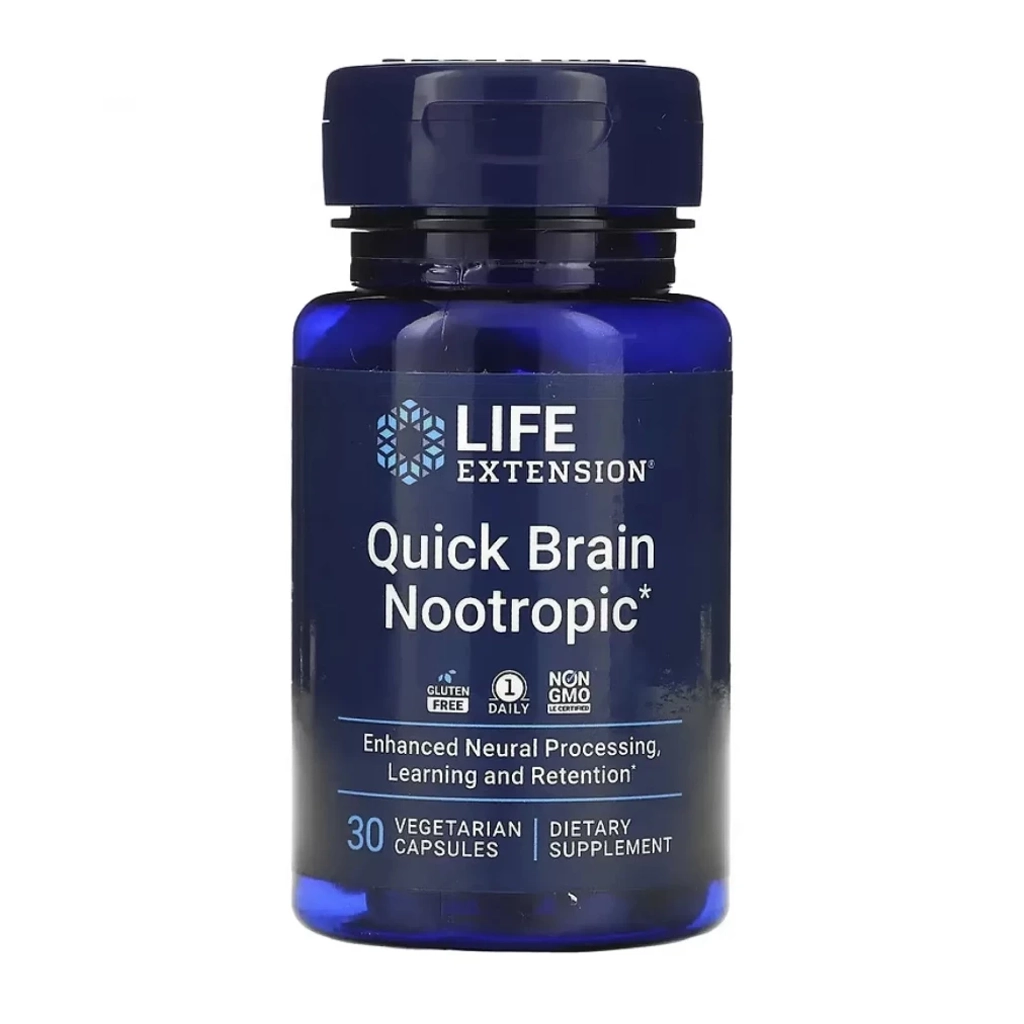 Комплекс для мозку, ноотроп, Life Extension Quck Brain Nootropic - 30 veg caps 1 Life Extension Quick Brain Nootropic ноотропний комплекс для мозку 30 вегетаріанських капсул