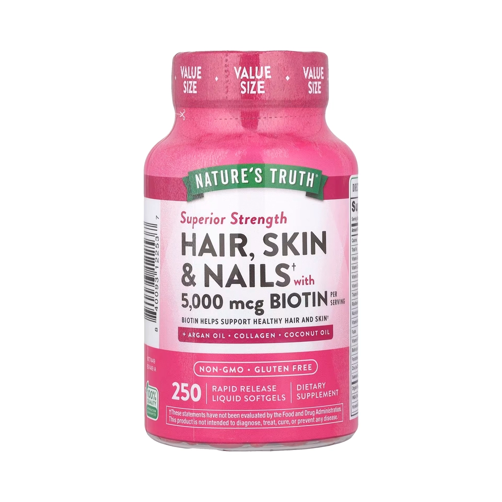 Nature's Truth Hair Skin Nails, добавка для волосся, шкіри й нігтів із біотином
