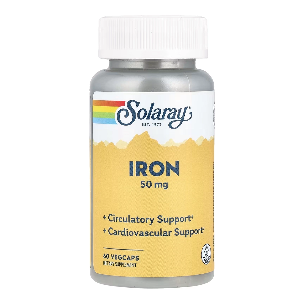 Solaray Iron залізо хелатний комплекс 50 mg 60 рослинних капсул
