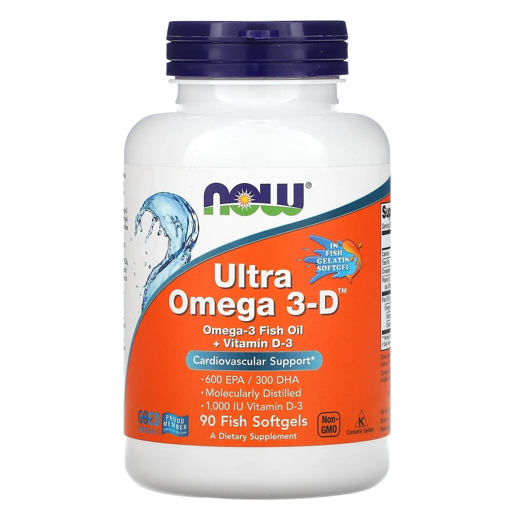 Омега-3 и витамин Д3, NOW Ultra Omega 3-D - 90 softgels 1 NOW Ultra Omega 3-D 90 капсул — омега-3 з вітаміном D3 від NOW Foods