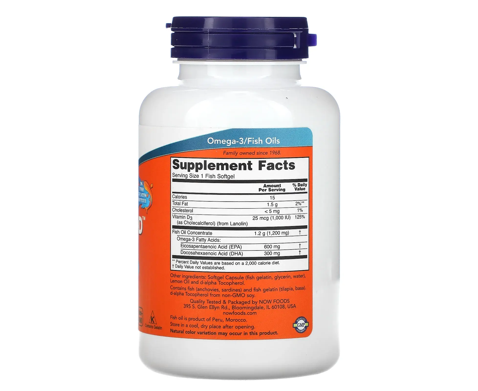 Омега-3 и витамин Д3, NOW Ultra Omega 3-D - 90 softgels 2 Склад NOW Ultra Omega 3-D — 600 мг EPA, 300 мг DHA та 1000 МО вітаміну D3