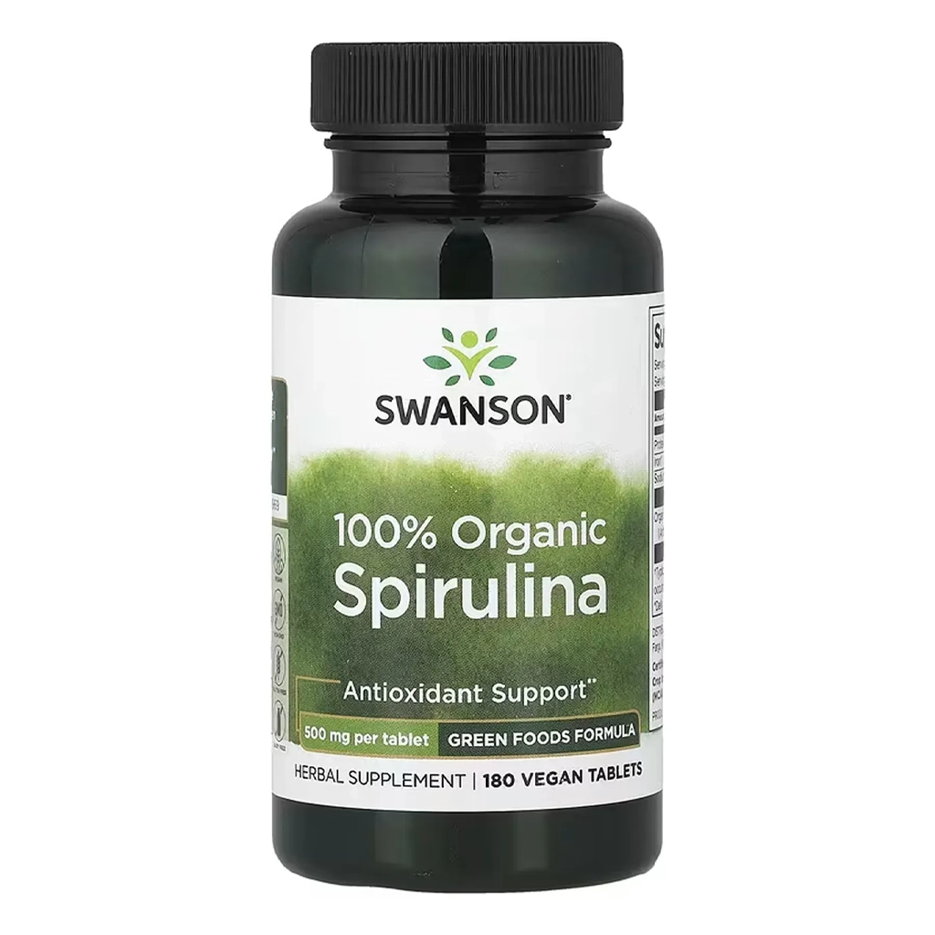 Спіруліна органічна, Certified Organic Spirulina 500mg – 180 tabs