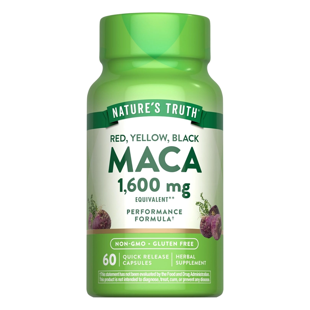 Nature's Truth мака червона жовта чорна 60 капсул банка спереду