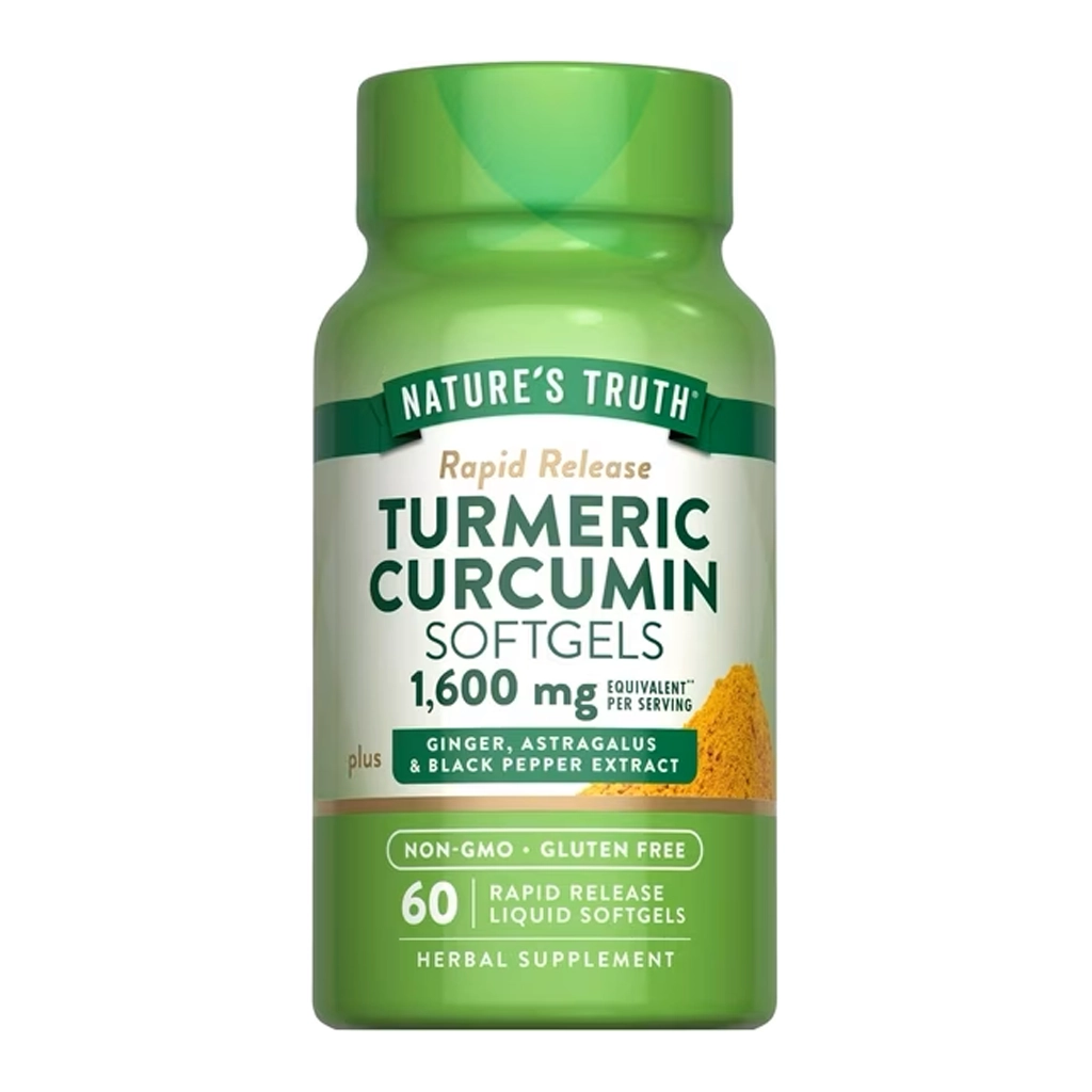 Куркума, куркумін екстракт, Nature’s Truth Turmeric Curcumin 1600mg – 60 Softgels