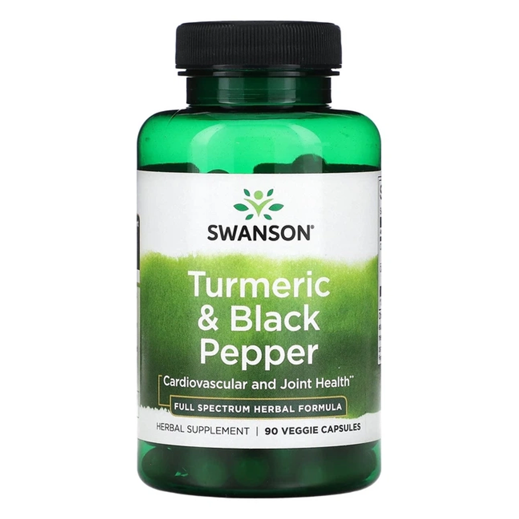 Куркума і чорний перець, Swanson Turmeric & Black Pepper – 90 vcaps