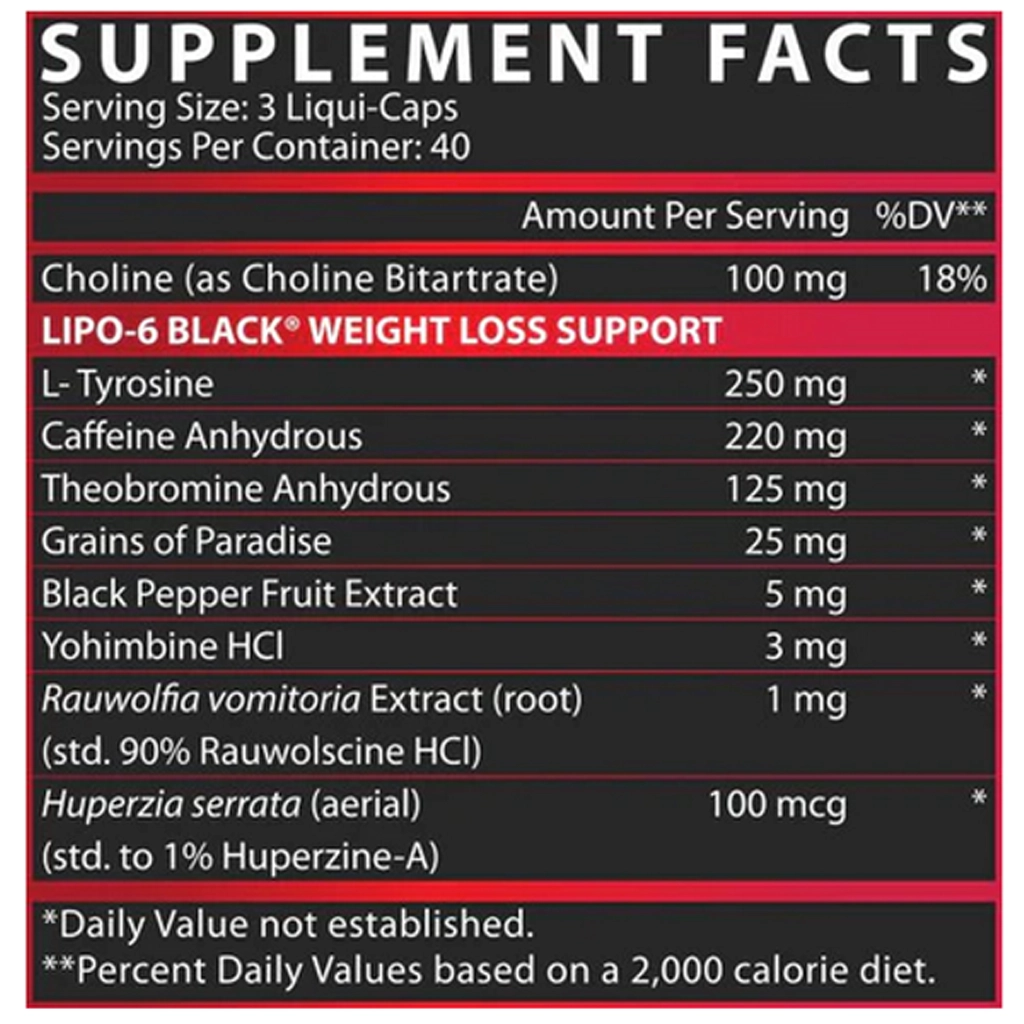 Жироспалювач, Nutrex Research LIPO-6 Black - 120 Liqui-Caps 2 Ліпо 6 Блек склад кофеїн теобромін синефрин йохімбін