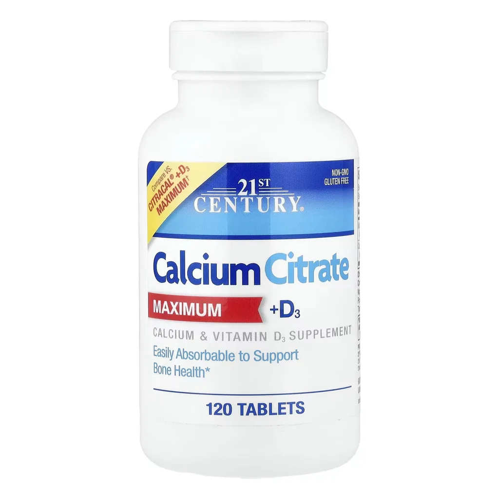 Кальцій, 21st Century Calcium Citrate Maximum + D3 - 120 таблеток