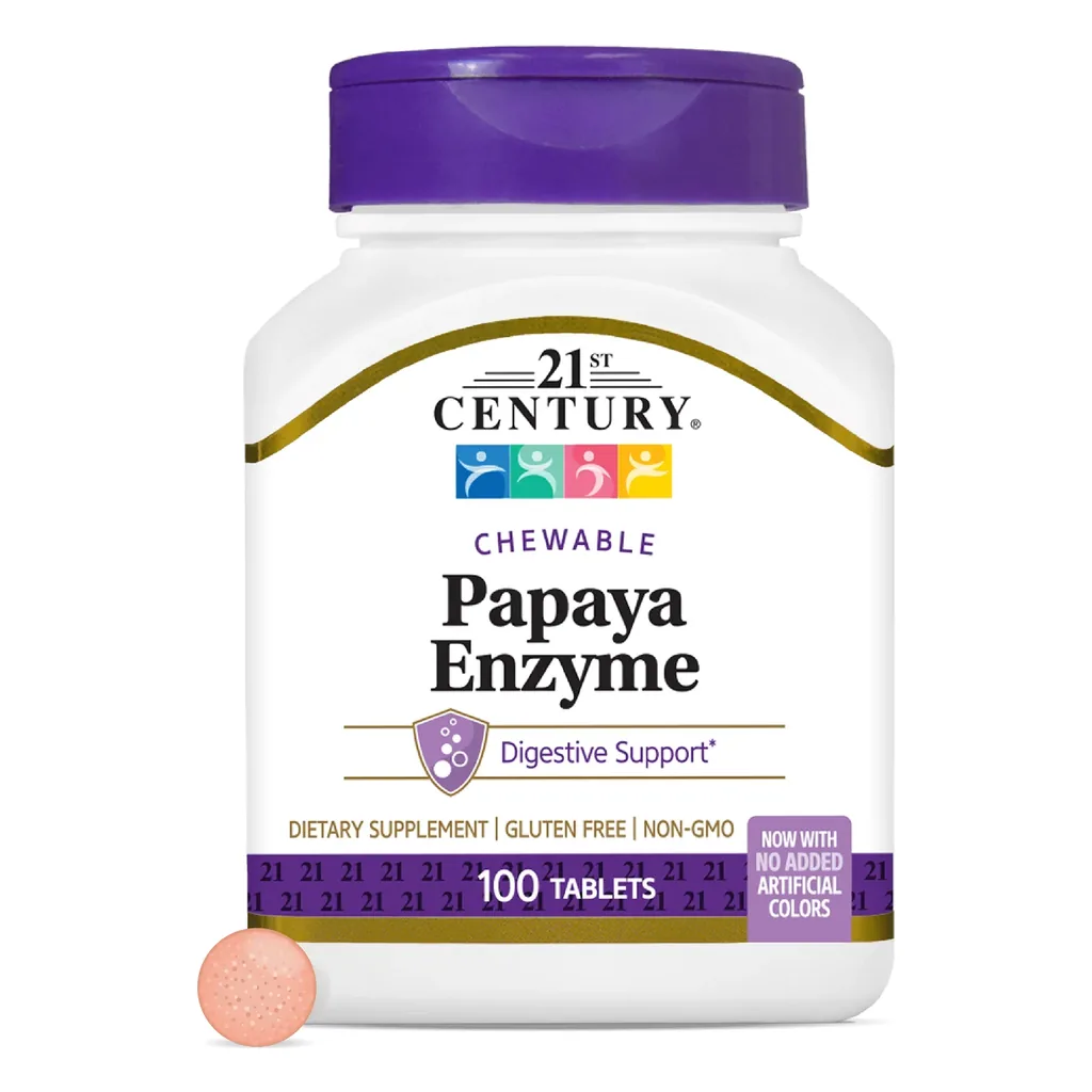 Ферменти, 21st Century Chewable Papaya Enzyme - 100 жувальних таблеток