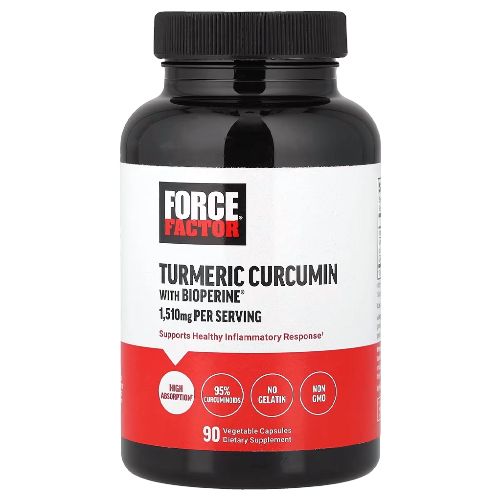 Force Factor Turmeric Curcumin with BioPerine 1510 мг, куркумін та екстракт куркуми, 90 капсул