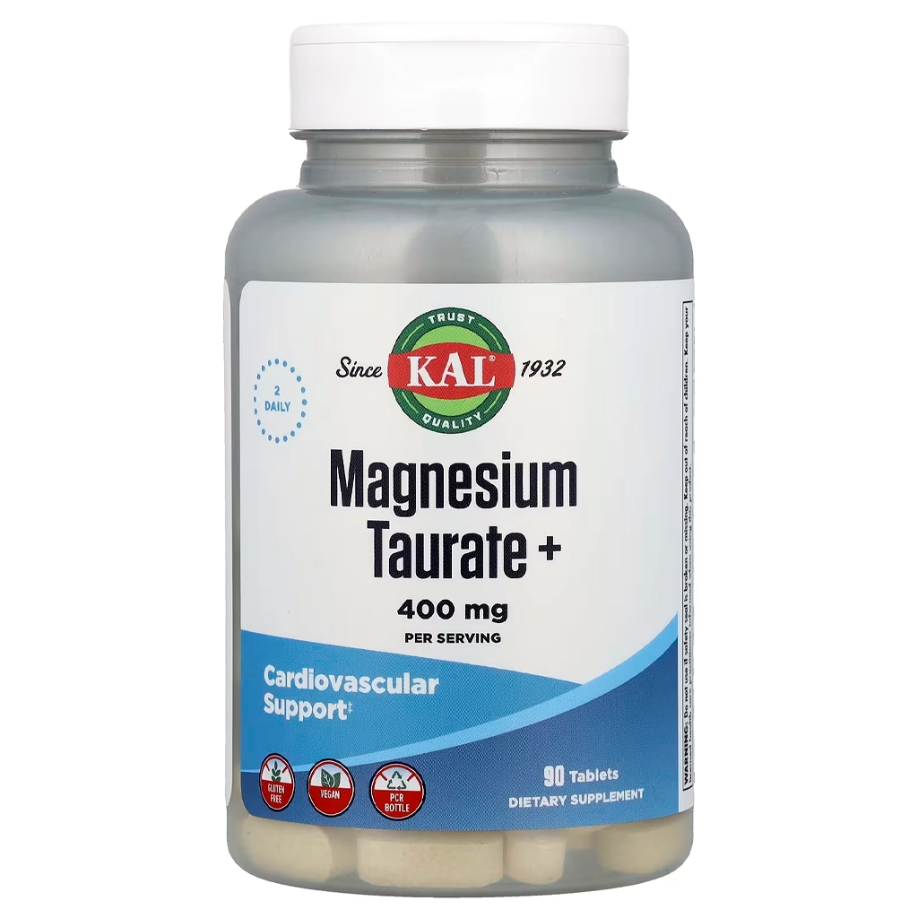 KAL Magnesium Taurate+ 90 таблеток таурат магнію — банка спереду
