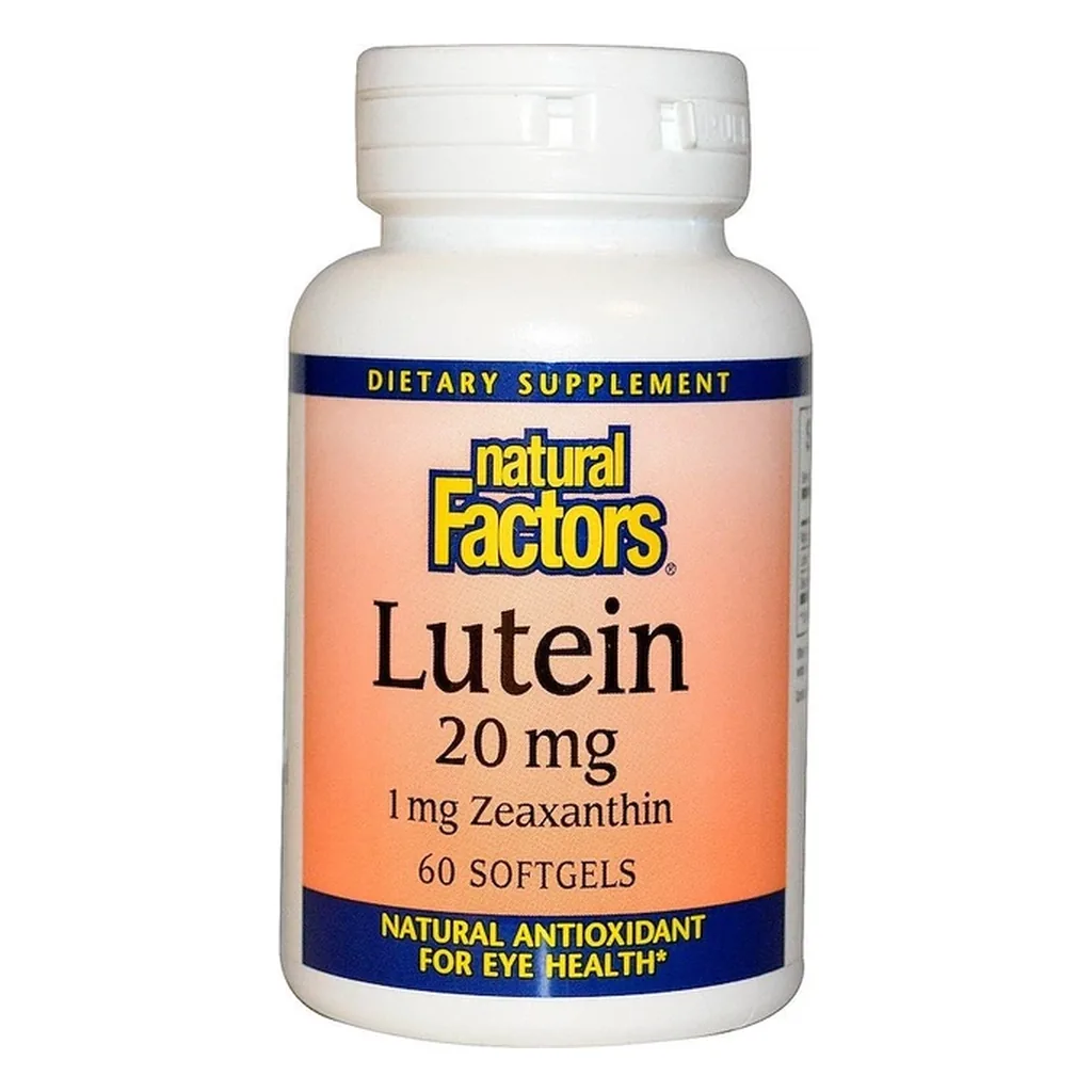 Для очей, Natural Factors Lutein 20 mg - 60 м'яких капсул