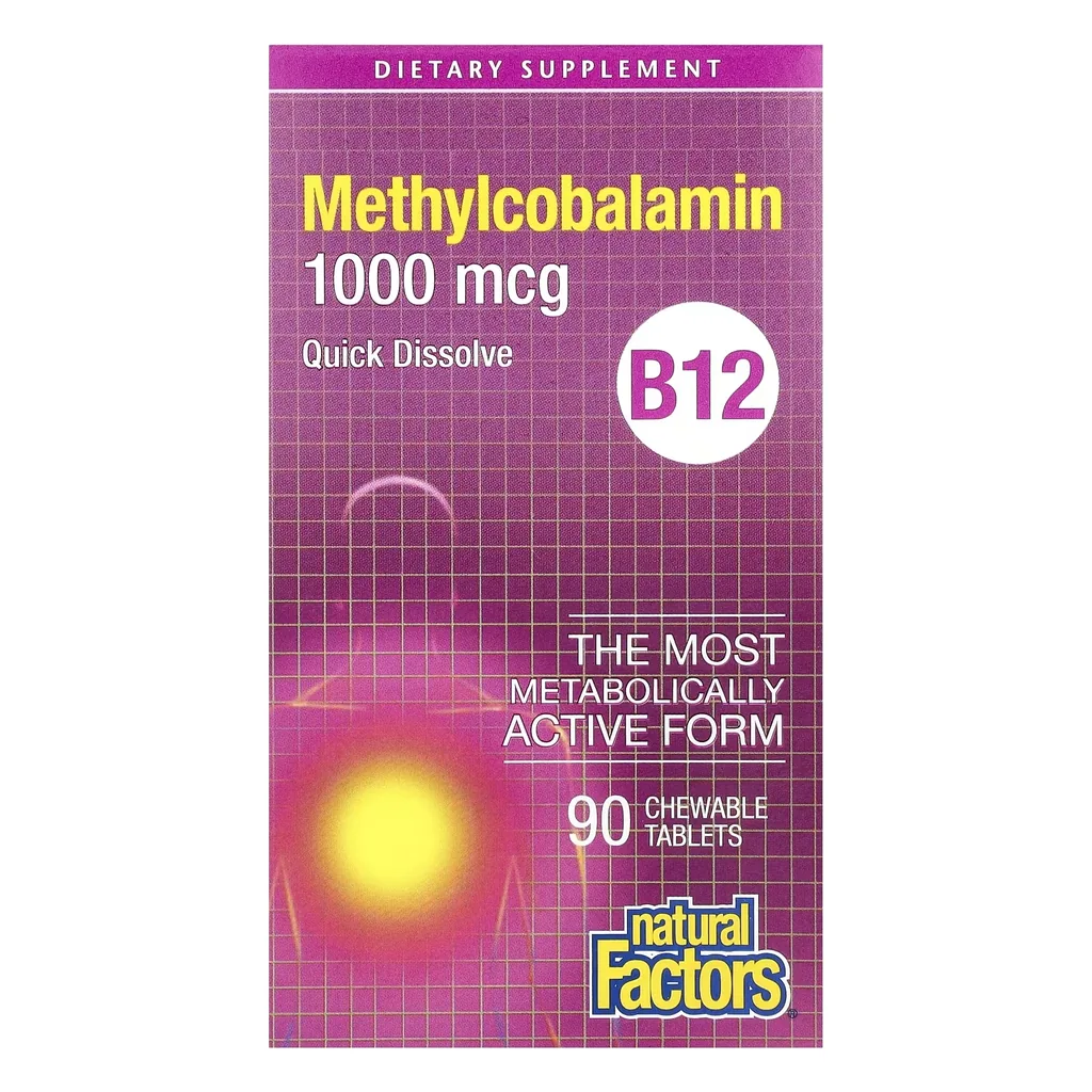 Вітамін B-12, Natural Factors Methylcobalamin B12 1000 mcg - 90 сублінгвальних таблеток