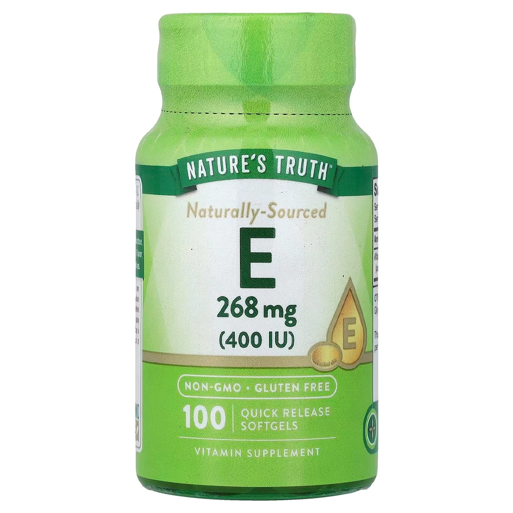 Nature's Truth Vitamin E 268 мг 400 МО 100 капсул натуральний вітамін E — банка спереду