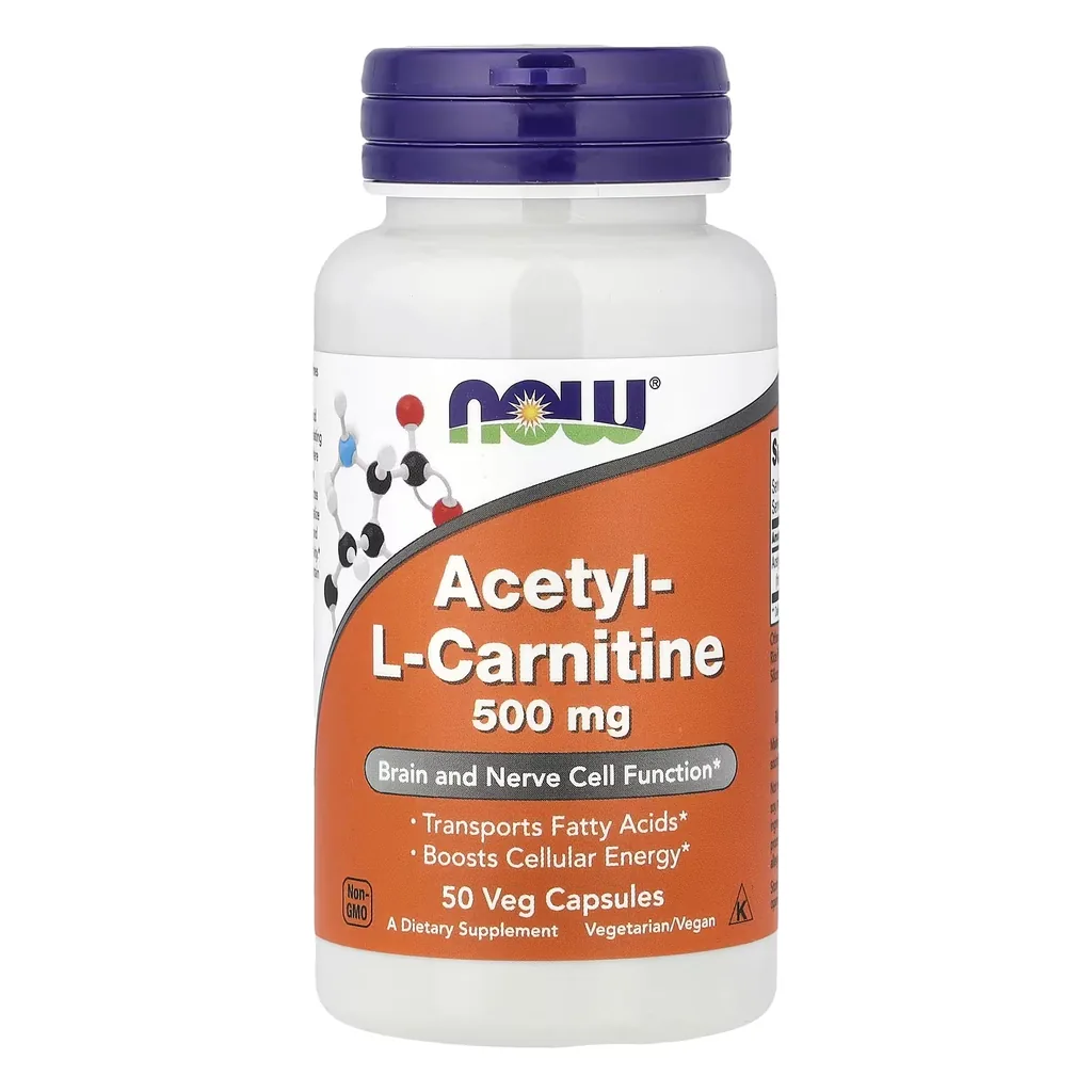 Карнітин, NOW Acetyl-L-Carnitine 500 mg - 50 вегетаріанських капсул