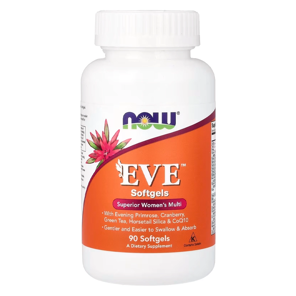 NOW Eve Softgels 90 капсул мультивітаміни для жінок — банка спереду