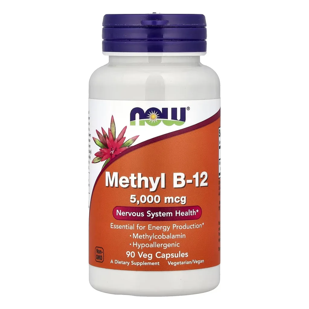 Вітамін B-12, NOW Methyl B-12 5000 mcg - 90 вегетаріанських капсул