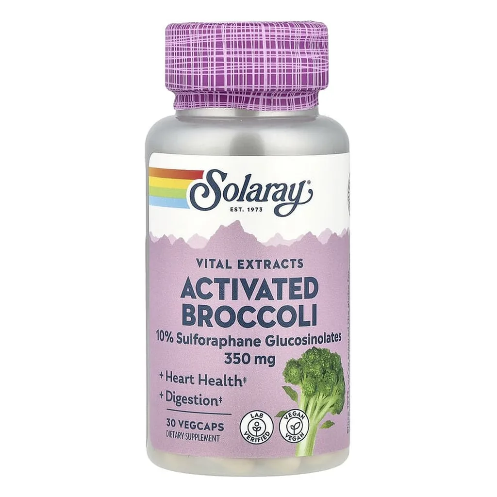 Екстракт насіння броколі, сульфорафан, Solaray Activated Broccoli 350 мг 30 капсул