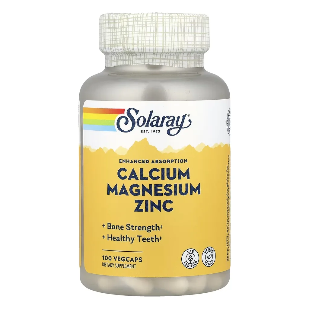 Комплекс, Solaray Calcium Magnesium Zinc - 100 вегетаріанських капсул