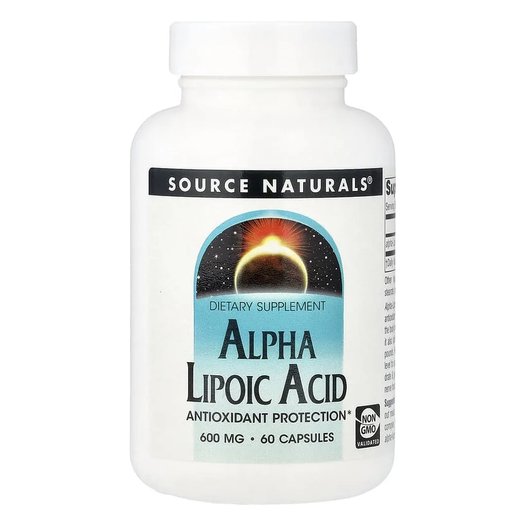 Альфа-ліпоєва кислота, Source Naturals Alpha Lipoic Acid 600 мг 60 капсул