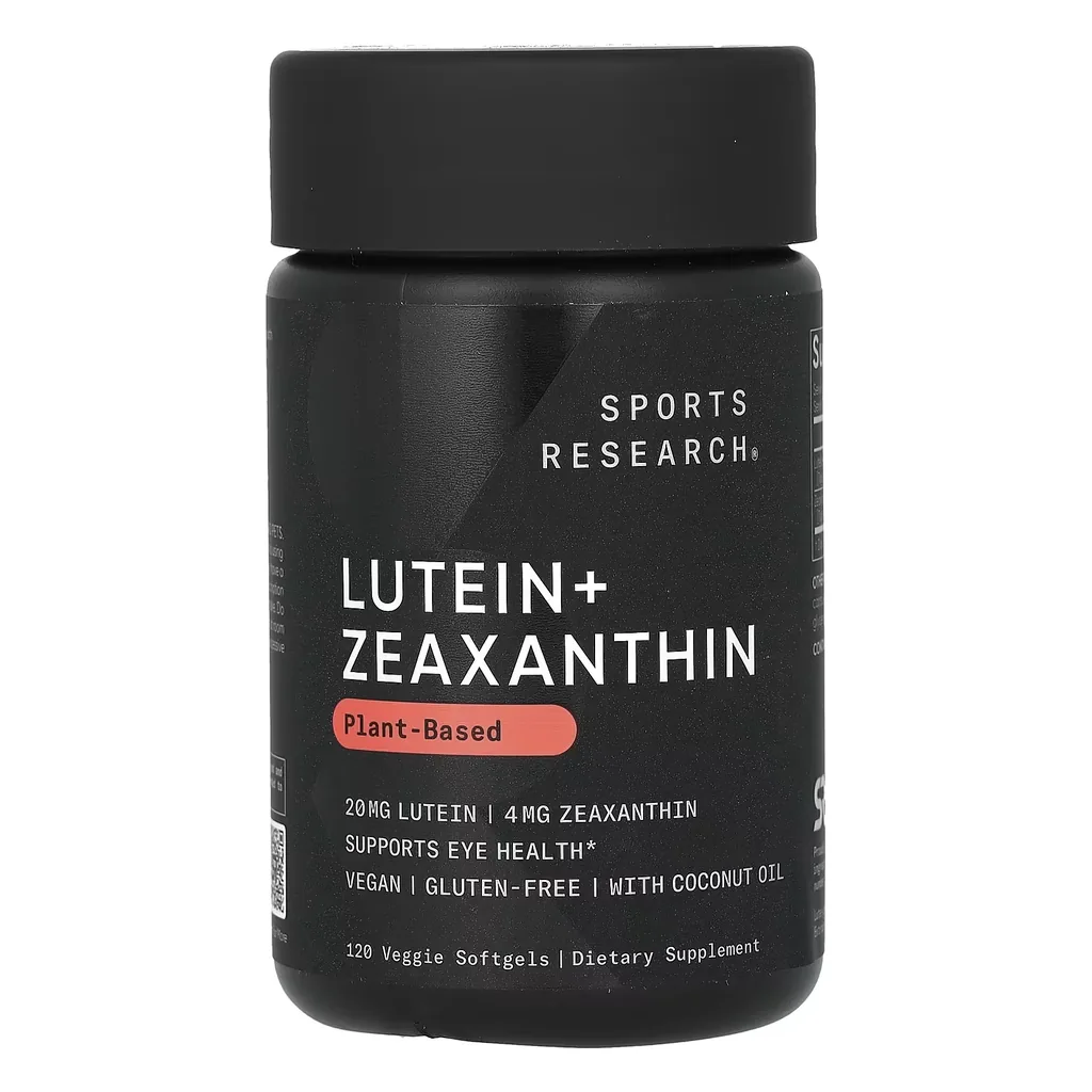 Для очей, Sports Research Lutein + Zeaxanthin - 120 рослинних м'яких капсул