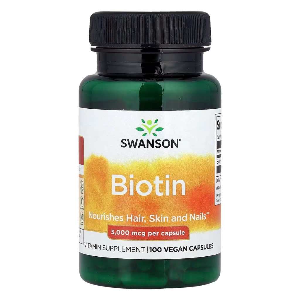 Swanson Biotin біотин D-біотин 5000 mcg 100 веганських капсул