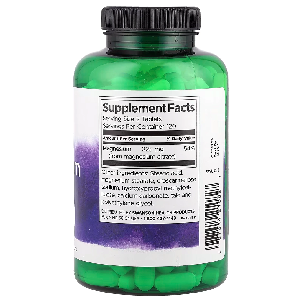 Магній цитрат, Swanson Magnesium Citrate (112.5 mg per Tablet) - 240 Tablets 2 Swanson Magnesium Citrate таблетки 120 порцій