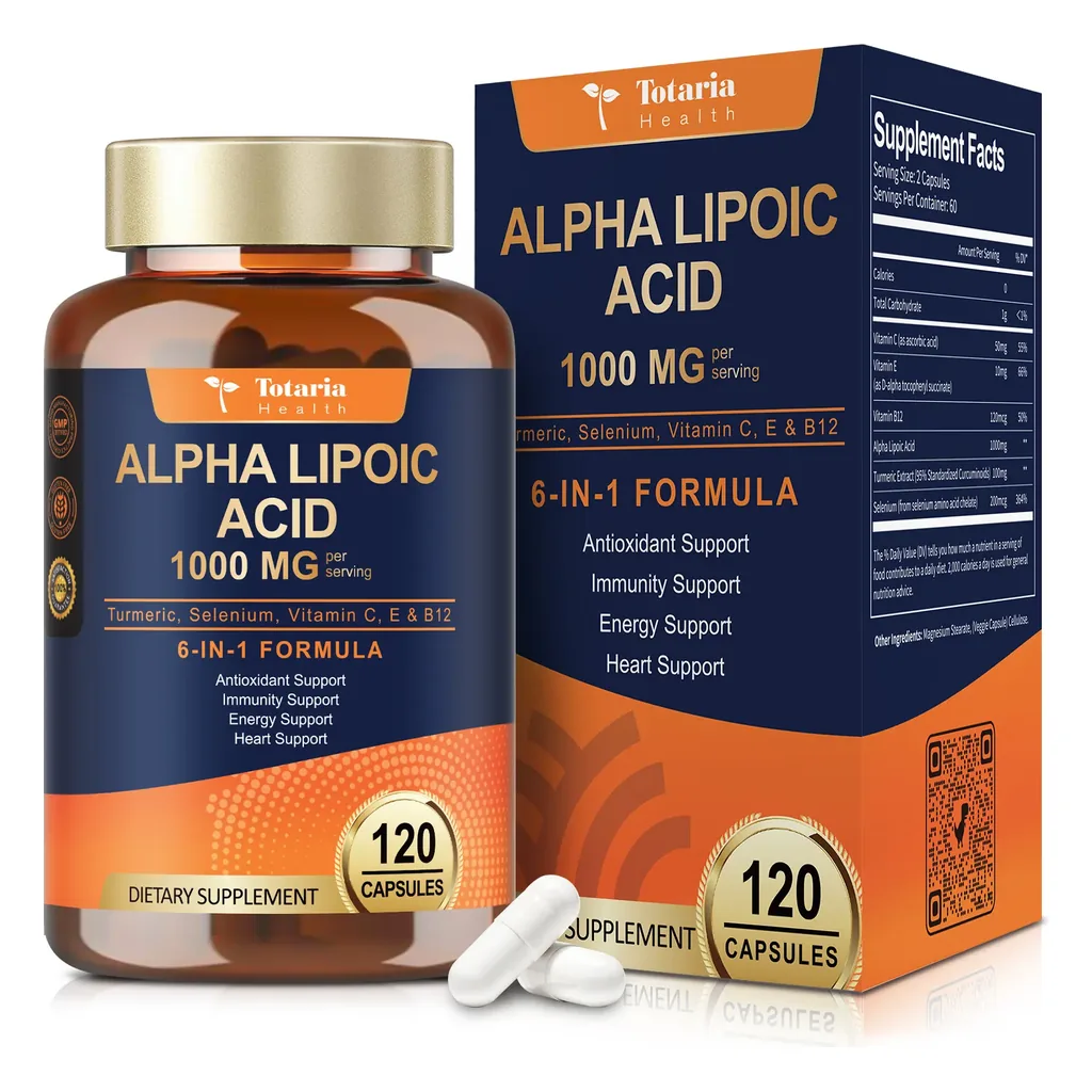 Альфа-ліпоєва кислота, Totaria Health Alpha Lipoic Acid 1000 мг 120 капсул
