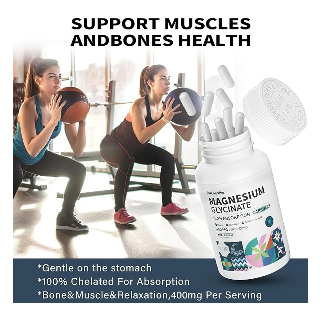 Магній гліцинат (бісгліцинат), Allcoovita, Magnesium glycinate 400 мг - 180 капсул 4 Allcoovita Magnesium Glycinate 400 мг магній гліцинат для м'язів