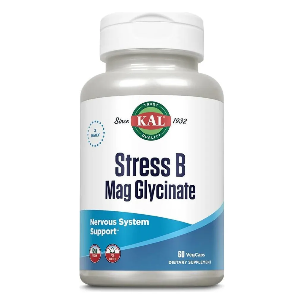 Комплекс вітамінів В та магнію (антистрес), KAL Stress B Magnesium Glycinate - 60 vcaps