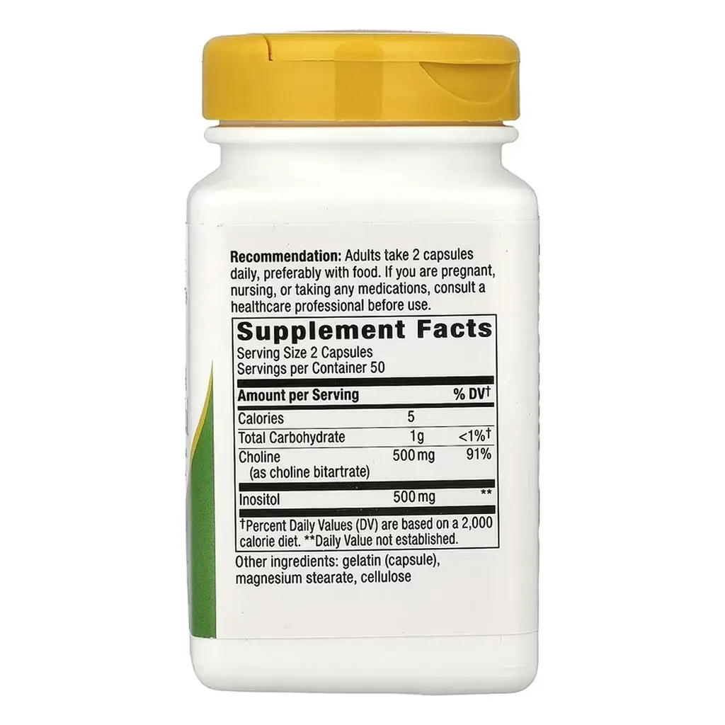 Холін та інозитол, Nature's Way Choline & Inositol - 100 капсул 2 Холін та інозитол, Nature's Way Choline & Inositol - 100 капсул упаковка