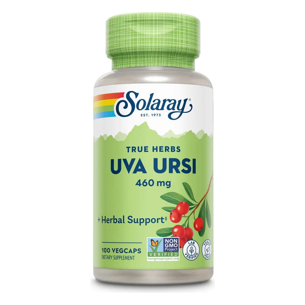 Solaray Uva Ursi 460 мг 100 капсул — банка спереду
