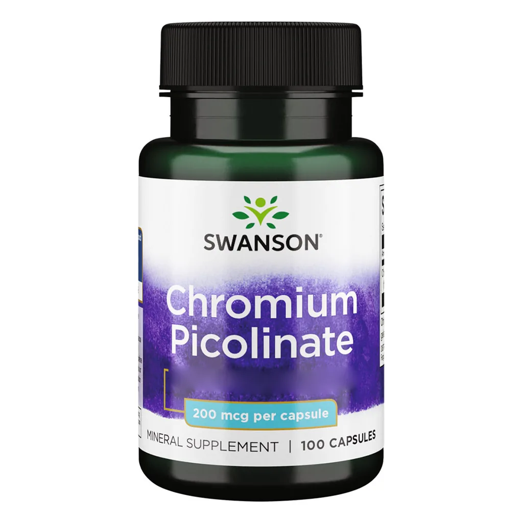 Swanson Chromium Picolinate 200 мкг хром пиколинат — банка спереду