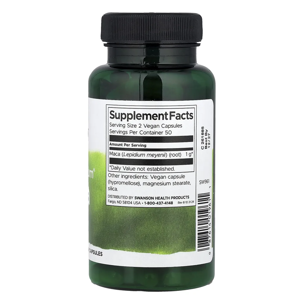 Мака, Swanson Full Spectrum Maca 500 mg - 100 Vegan Capsules 2 Мака, Swanson Full Spectrum Maca 500 mg - 100 Vegan Capsules упаковка