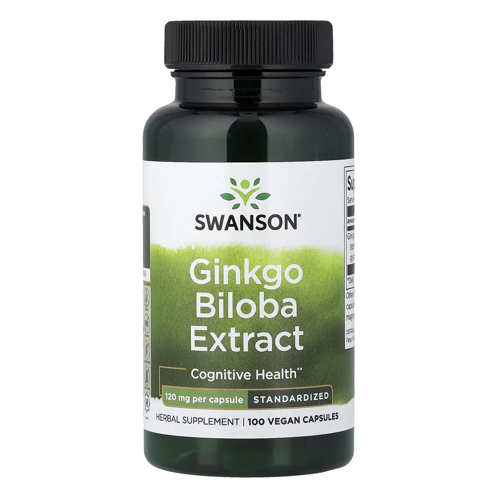 Для мозку, Swanson Ginkgo Biloba Extract 120 мг 100 капсул